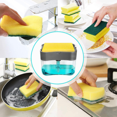 Picture of Hozada Soap Sponge Racks Soap
 Dispensers Detergent Dispensers 2 in 1 Kitchen Dish Washers Manual Press Soap Pump 380ML Foam Dispenser