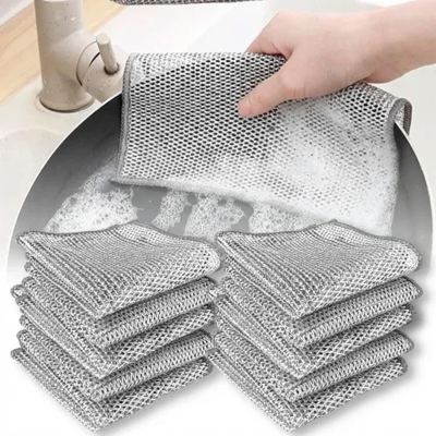 Picture of Magic Cleaning Cloth Kitchen Dishwashing Towel
 Metal Steel Wire Cleaning Rag For Dish Pot Cleaning Tools - 3 pcs