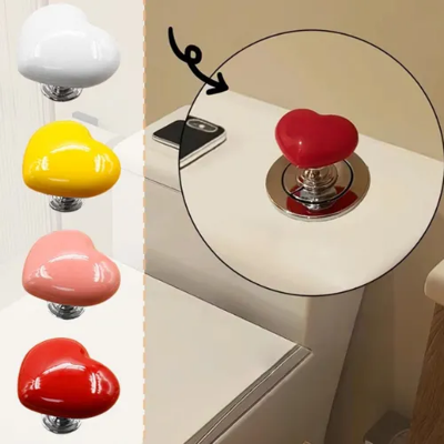 Picture of Toilet Tank Button Heart-shaped Toilet Buttons 
Charming Bathroom for Replacement-