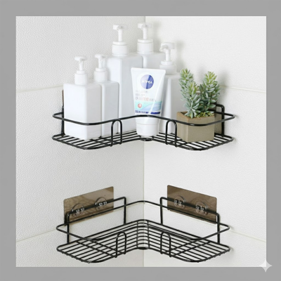 Picture of Bathroom Shelf Shower Organizer Triangle
 Cosmetic Storage Rack Kitchen Toilet Conbo-