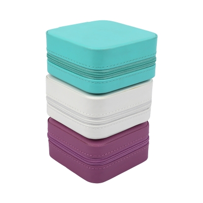Picture of Compact Travel Jewelry Box with Mirror and Zipper Closure (Multi Color)