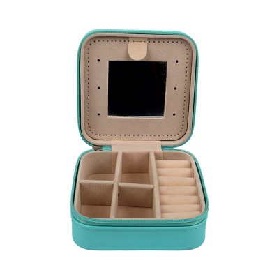 Picture of Compact Travel Jewelry Box with Mirror and Zipper Closure (Multi Color)