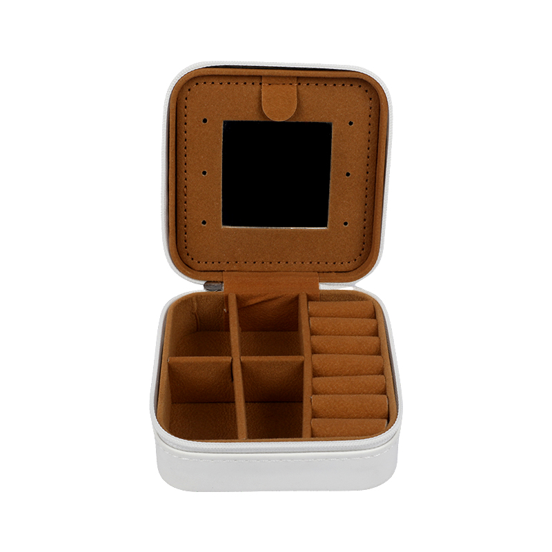 Picture of Compact Travel Jewelry Box with Mirror and Zipper Closure (Multi Color)