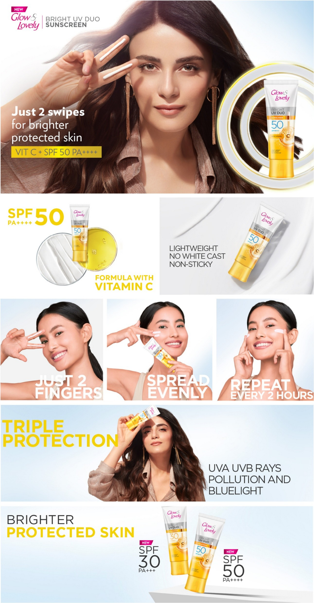 Picture of Glow & Lovely Bright Serum Sunscreen UV DUO SPF50 50g