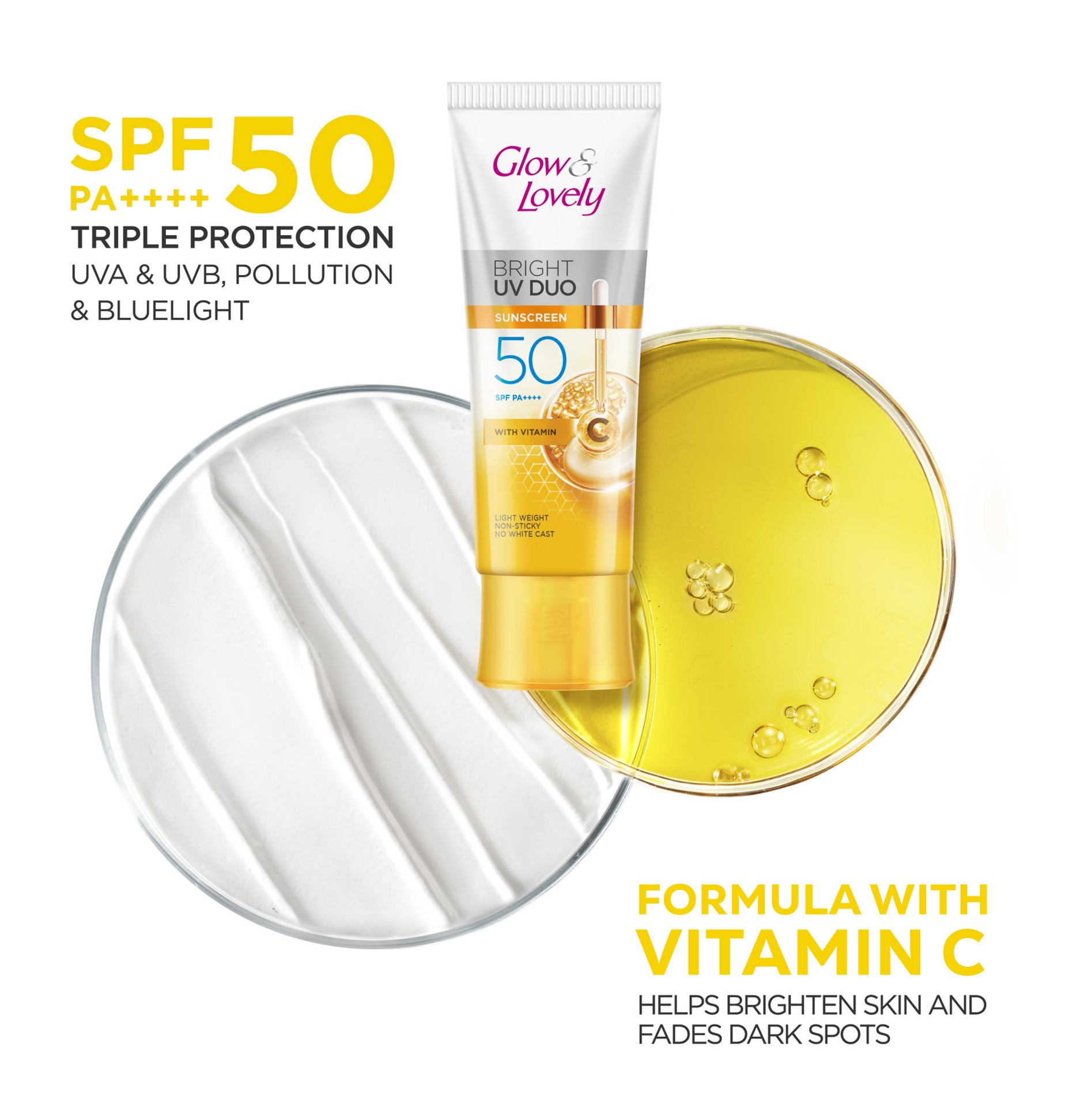 Picture of Glow & Lovely Bright Serum Sunscreen UV DUO SPF50 50g