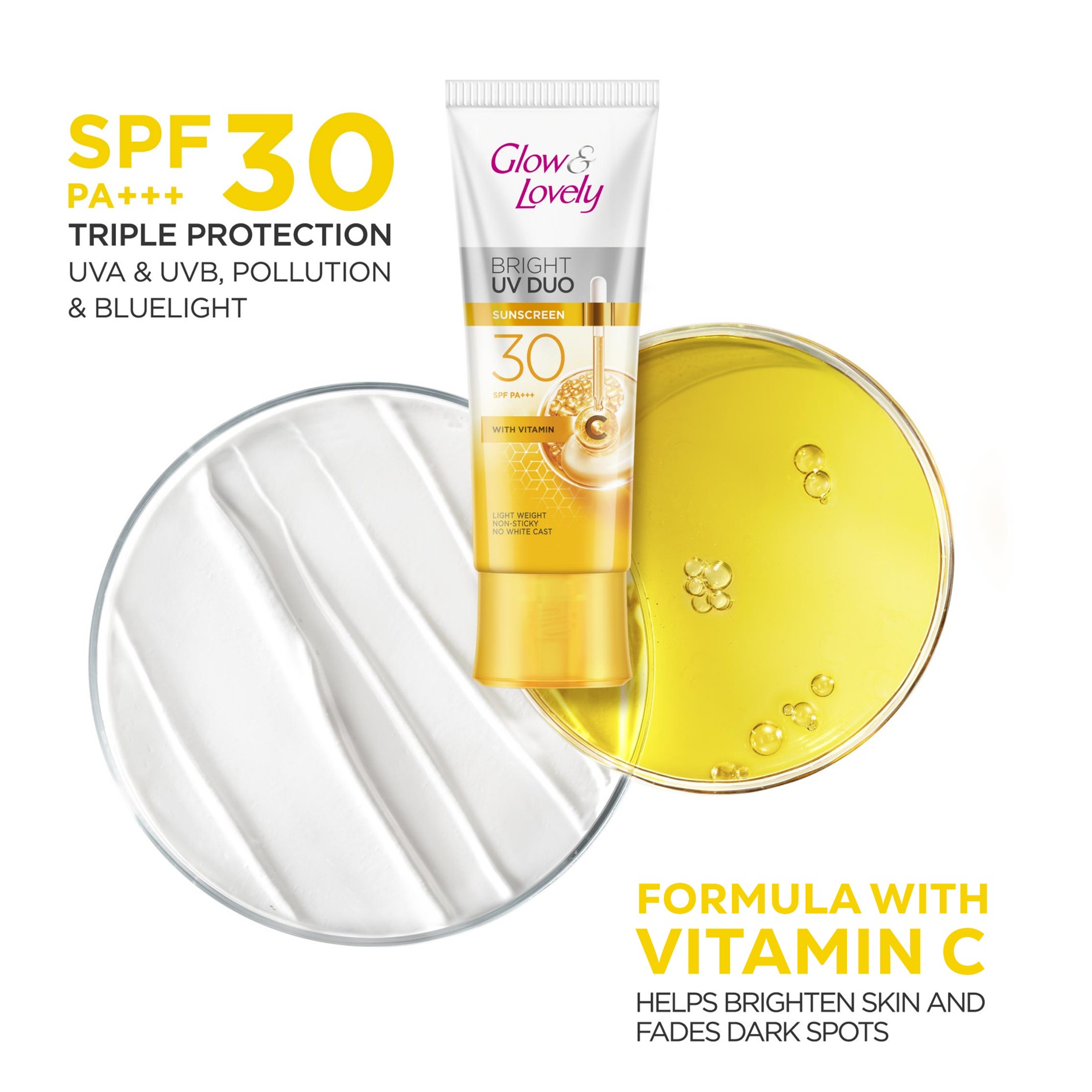 Picture of Glow & Lovely Bright Serum Sunscreen UV DUO SPF30 50g