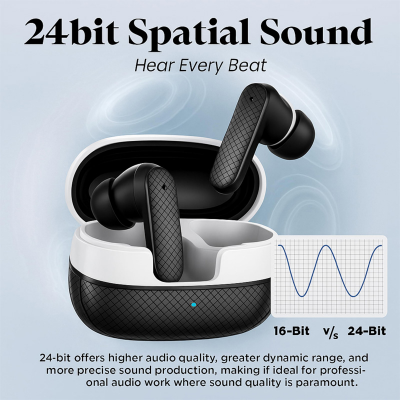 Picture of Wisdom Air4 TWS Wireless Earbuds with ENC Noise Cancellation, Super Bass, Dual Game Mode, Bluetooth 5.3, Low Latency, High-Resolution Audio