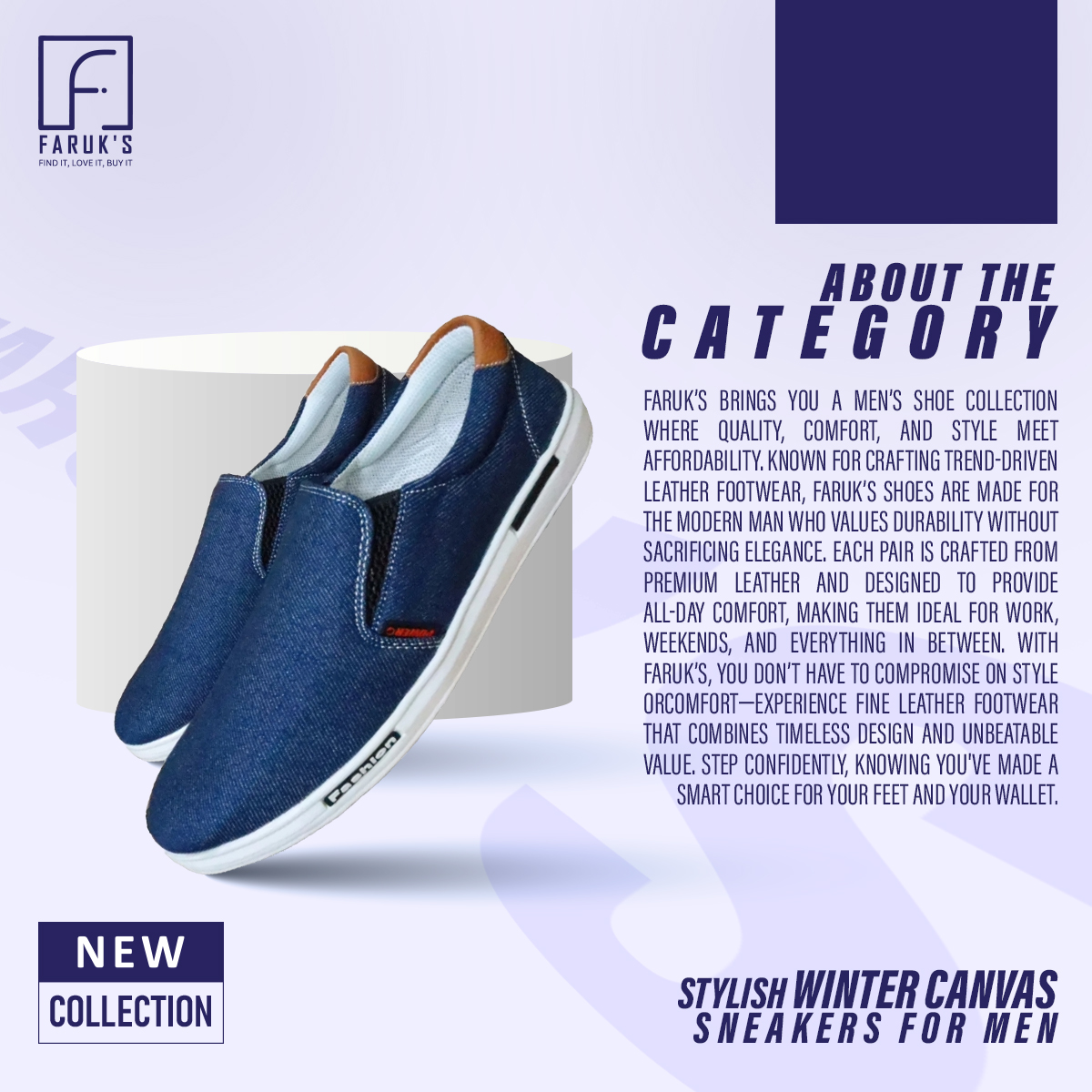 Picture of Stylish Blue Color Winter Canvas Sneakers for Men