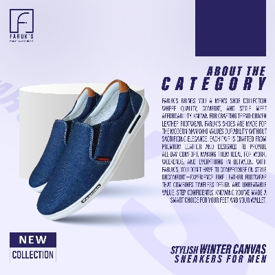 Picture of Stylish Blue Color Winter Canvas Sneakers for Men