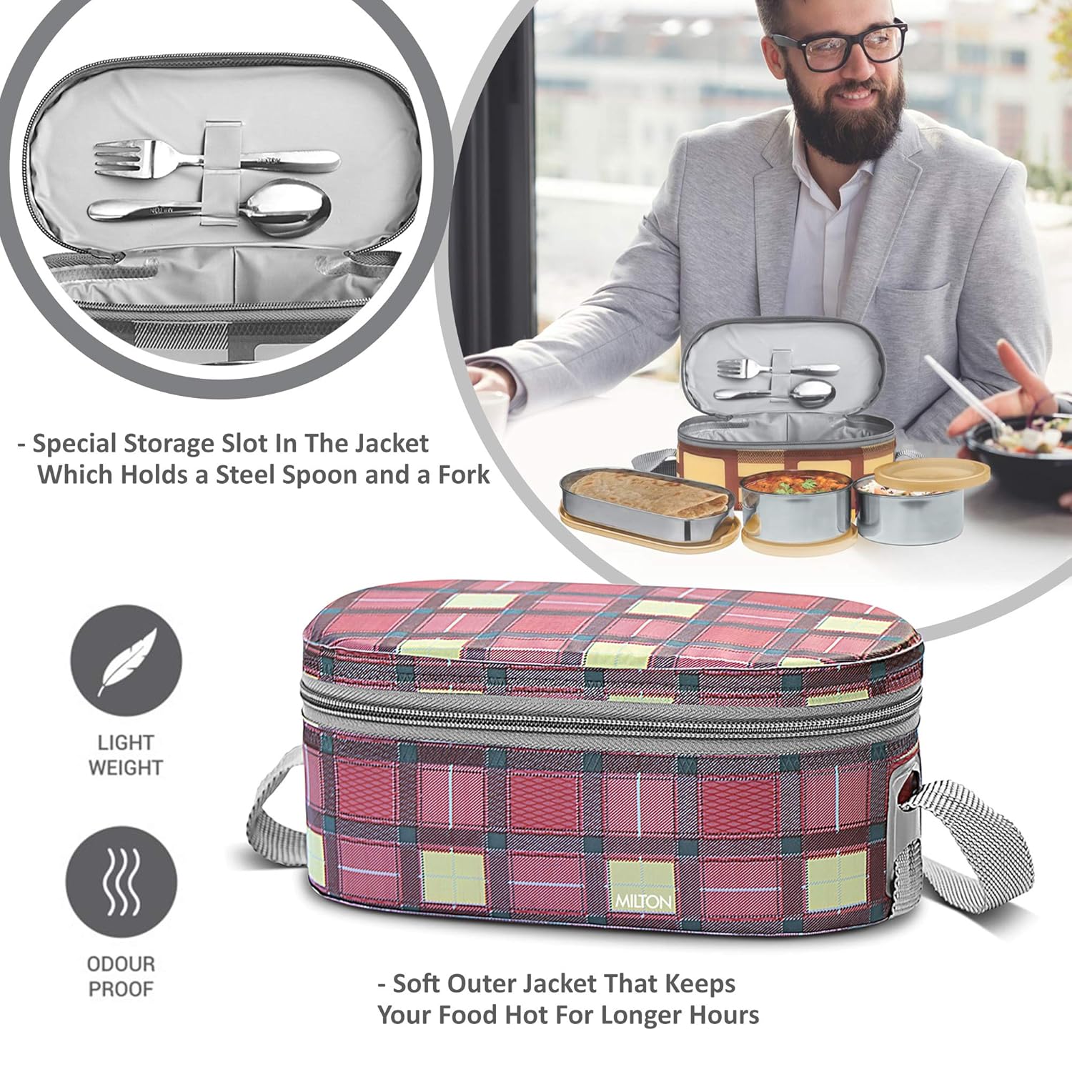 Picture of MILTON Corporate Lunch Stainless Steel Containers Set of 3, Multi colour