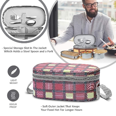 Picture of MILTON Corporate Lunch Stainless Steel Containers Set of 3, Multi colour