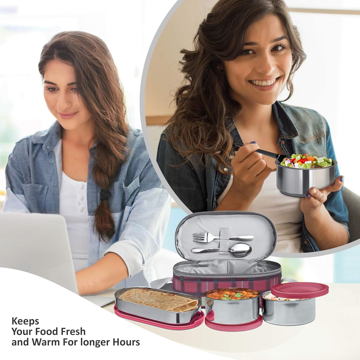 Picture of MILTON Corporate Lunch Stainless Steel Containers Set of 3, Multi colour