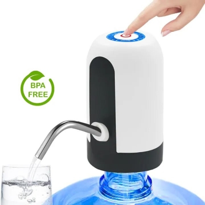 Picture of Electric Water Pump Dispenser with Stainless Steel Pipe, Food Grade Silicone Hose and Usb Power Cord, Automatic Water Pump Rechargeable, USB Wireless Water Bottle Pump