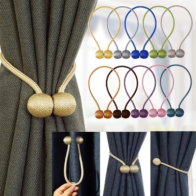 Picture of 2 Pcs Magnetic Curtain Tieback Holder Hook Buckle Clip Curtain Tieback Polyester Decorative Home Accessorie Length  49cm (1)