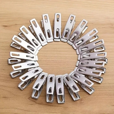 Picture of 20pcs Stainless Steel Clothespins, Binder Clips, Heavy Duty Clothes Pins, Metal Clip Set, Metal Clothes Clips