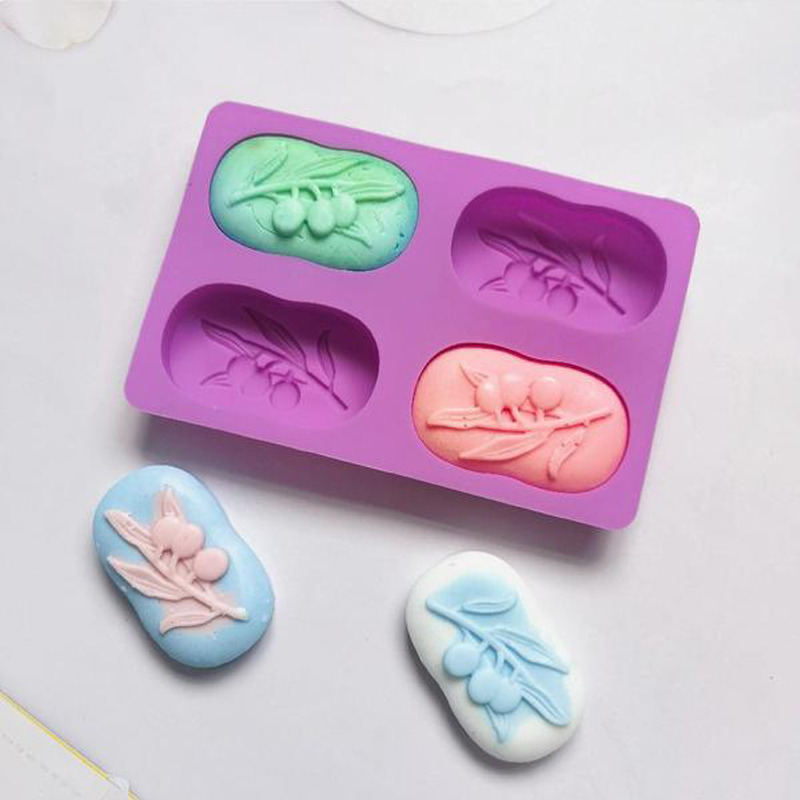 Picture of 4-piece olive tree soap 564 chocolate silicone mold cake pudding dessert mold soap baking utensils