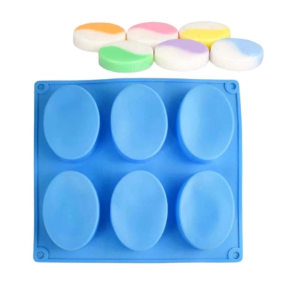 Picture of 6-Cavity Oval Silicone Mold 90gm |  Oval Mold for Making Handmade Soap | Chocolate Making | Soap Candles Making | Cake, Pudding, Resin, Candy, Muffin, Brownie, Jelly Making Mould