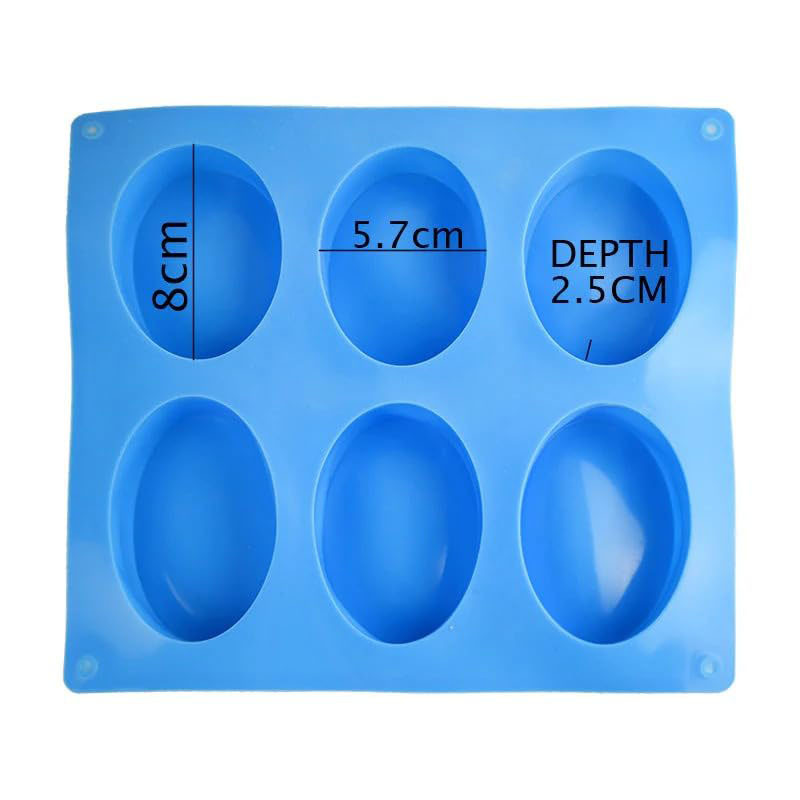 Picture of 6-Cavity Oval Silicone Mold 90gm |  Oval Mold for Making Handmade Soap | Chocolate Making | Soap Candles Making | Cake, Pudding, Resin, Candy, Muffin, Brownie, Jelly Making Mould