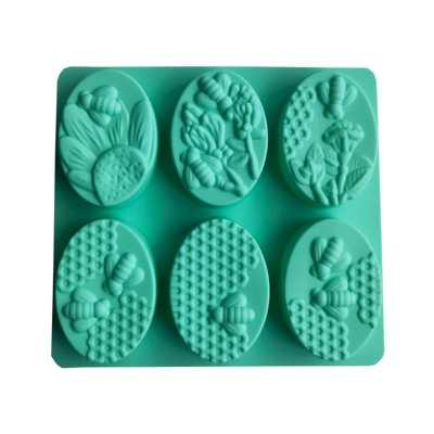 Picture of 6-piece Oval bee soap 105 silicone mold cake pudding dessert mold soap baking