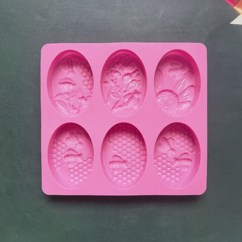 Picture of 6-piece Oval bee soap 105 silicone mold cake pudding dessert mold soap baking