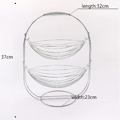 Picture of Fruit Basket Stand 2-Tier Stainless Steel Stand for Fruit and Vegetables Fruit Bowl Metal for Fruit/Bread/Snacks/Sweets/Vegetables Display Stand