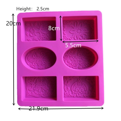 Picture of 6 even soap silicone sugar mold handmade soap square soap baking mold decoration pendant cake grinder