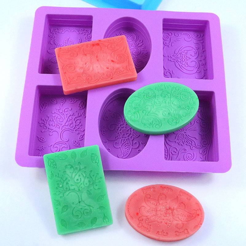 Picture of 6 even soap silicone sugar mold handmade soap square soap baking mold decoration pendant cake grinder