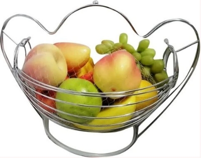Picture of Metallic Fruit Storage Hanging Basket Holder Rack- Silver