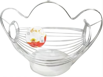 Picture of Metallic Fruit Storage Hanging Basket Holder Rack- Silver