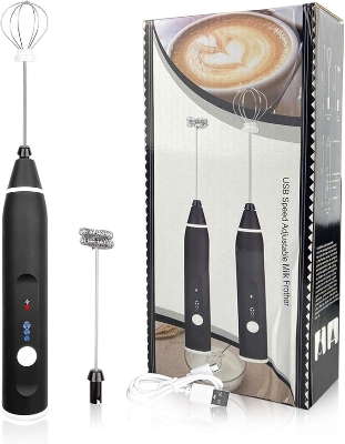 Picture of 2-in-1 Multifunctional Milk Frother Electric Double Milk Bubbler Frother Coffee Beater Egg Mixer with Three Speeds Strength Adjustment for Coffee Beating Eggs (with USB)