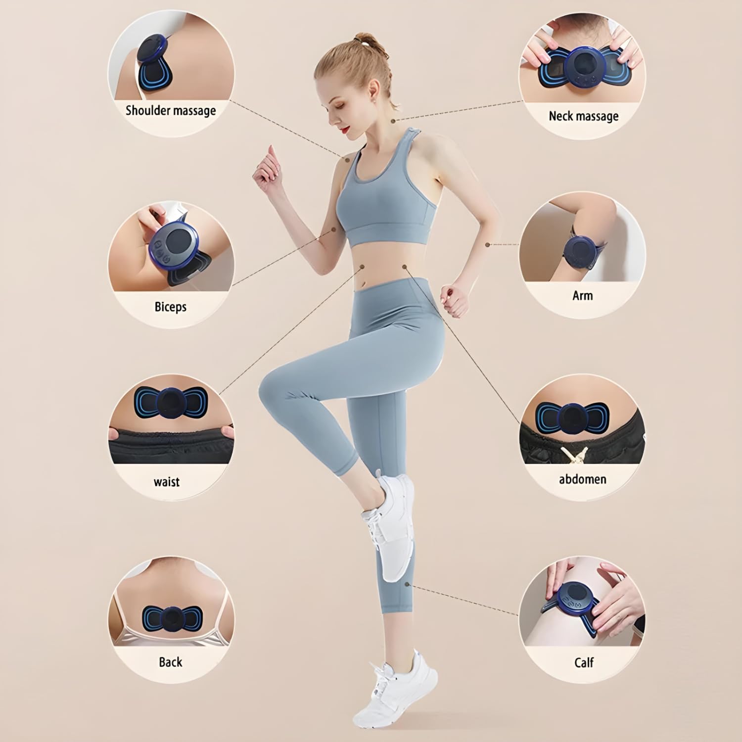 Picture of Mini Massage Stick Pad Butterfly Massager EMS Neck Full Body Back Massage Pain Relief Relaxation Device Machine Wireless Rechargeable Portable Massager – 1 PCS