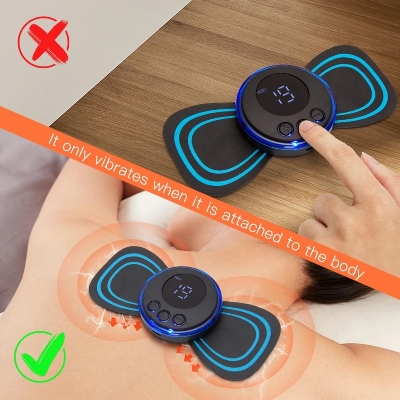 Picture of Mini Massage Stick Pad Butterfly Massager EMS Neck Full Body Back Massage Pain Relief Relaxation Device Machine Wireless Rechargeable Portable Massager – 1 PCS