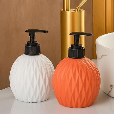 Picture of Living Dimond Cut Design Liquid Soap Dispenser, Multipurpose Refillable Plastic Pump for Hand Wash, Dish Wash, Shampoo, Kitchen, Bathroom, and Household Use