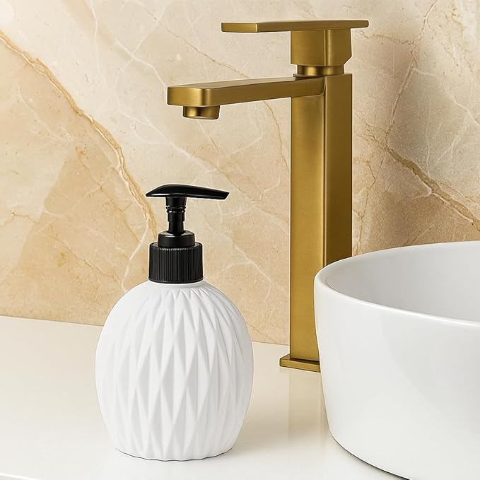 Picture of Living Dimond Cut Design Liquid Soap Dispenser, Multipurpose Refillable Plastic Pump for Hand Wash, Dish Wash, Shampoo, Kitchen, Bathroom, and Household Use