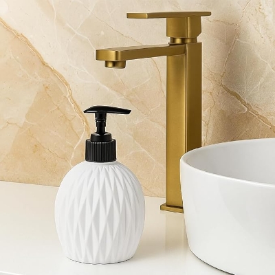 Picture of Living Dimond Cut Design Liquid Soap Dispenser, Multipurpose Refillable Plastic Pump for Hand Wash, Dish Wash, Shampoo, Kitchen, Bathroom, and Household Use