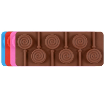 Picture of Lollipop Silicone Mold Lollipop Shape with 6 Cavities Chocolate Molds for Making Lollypop, Chocolate, Bonbons and Fondant DIY