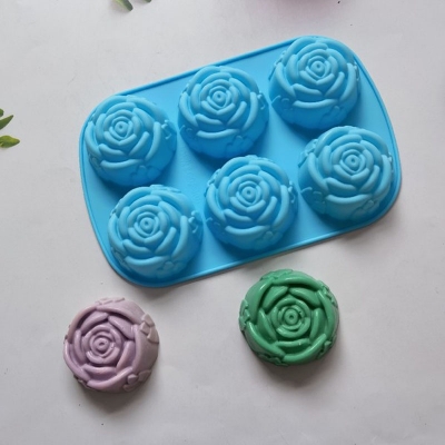 Picture of Rose Flower Silicone Molds 6-Cavity Non-Stick Chocolate Candy Cake Molds Easy Release Rose Mold for Valentine's Day Chocolate, Fondant, Mousse Cake, Dessert, Jelly, Biscuit
