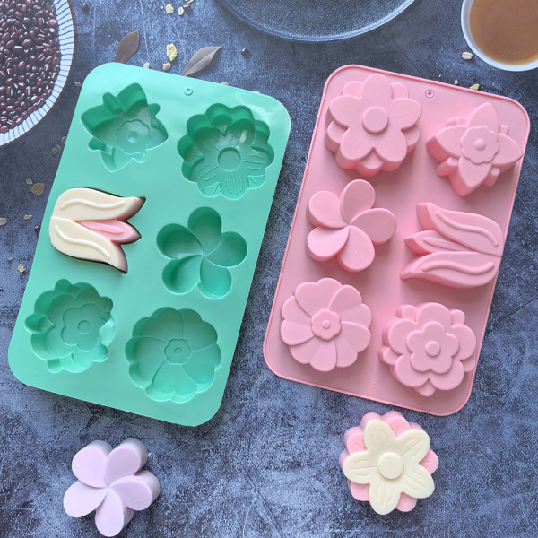 Picture of 6 tulip flower chocolate mold food grade baking supplies DIY biscuit mold cake silicone mold