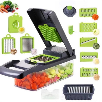 Picture of 16 in 1 Multifunction Vegetable Cutter with Squre Basket – Portable Chopper, Shredder & Grater for Quick Meal Prep