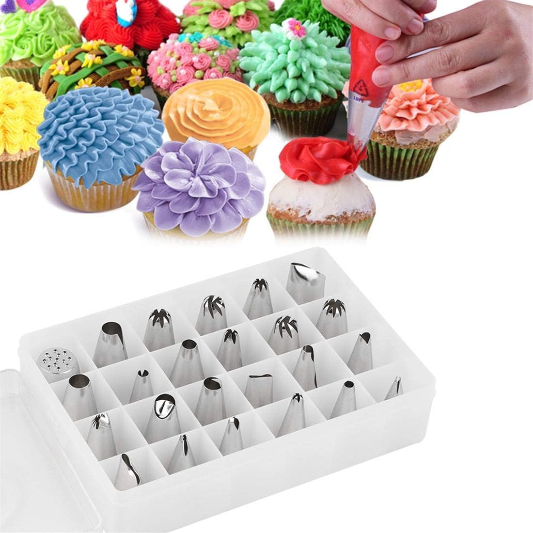 Picture of 24 Pcs Icing Piping Nozzles Tips Cake Sugarcraft Pastry Decor Baking Tools Kit