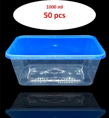 Picture of Premium Transparent Plastic Cream Roll Box with Blue Lid 50 pcs