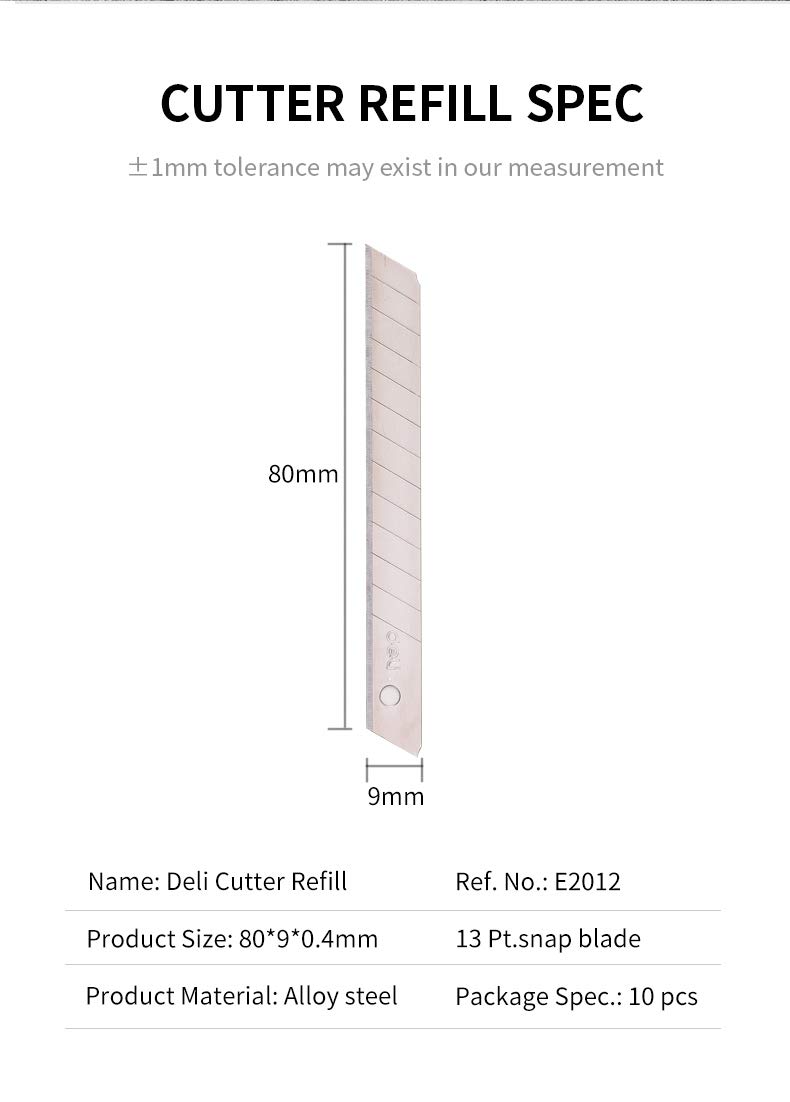 Picture of Deli Small Anti Cutter Blade- 2012( 1Box=10 pcs)