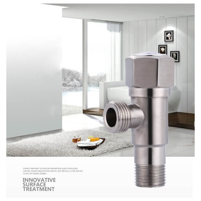 Picture of Stainless Steel Angle Valve G1/2 Thread Triangle Valve Hot and Cold Water Valve Bathroom Connector for Toilet Basin Water Heater