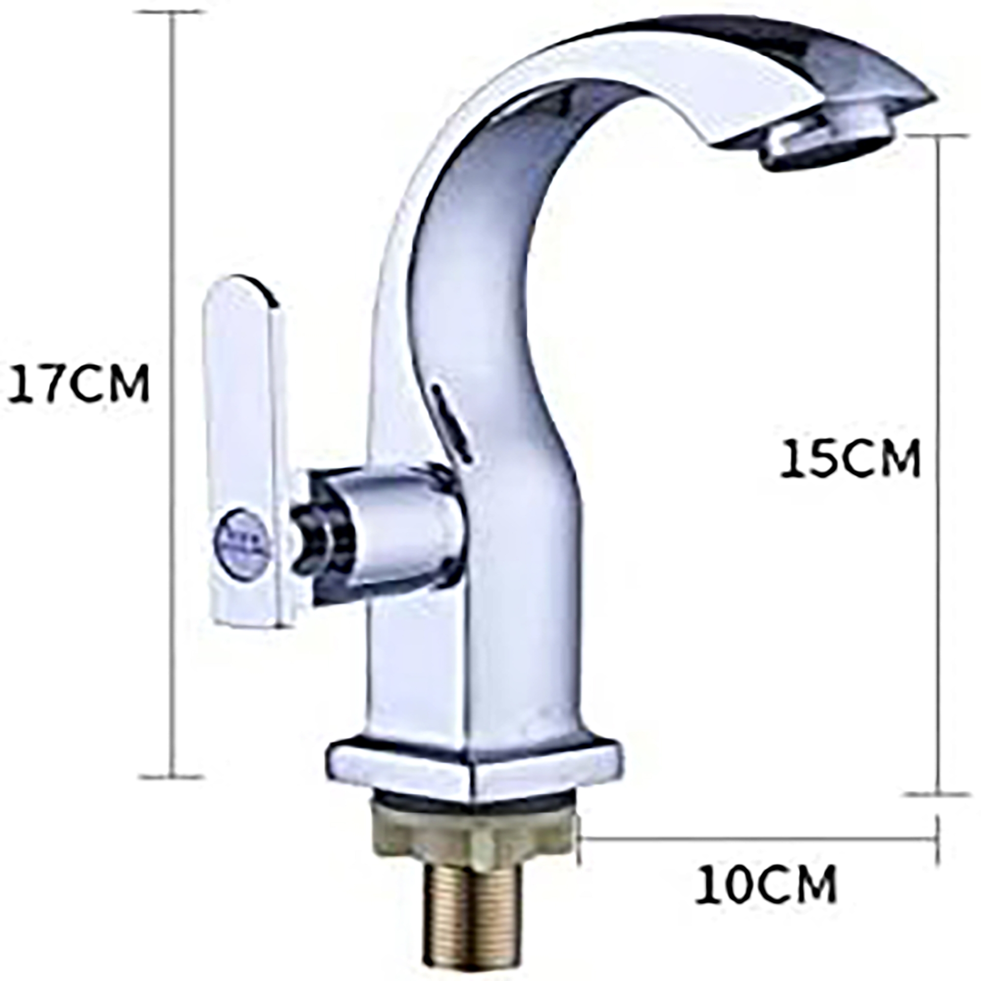 Picture of Bend Pillar Water tap/ Single Handle Bathroom Basin Faucet Spout Kitchen Single Hole Bath Tap Single Cold Water Tap chrome