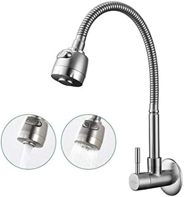 Picture of Kitchen Sink Faucets Single Lever Kitchen Sink 360° Swivel Wall Mounted Basin Mixer Tap for Kitchen Only Cold Water