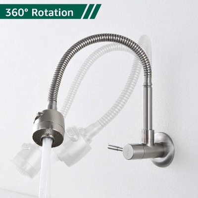 Picture of Kitchen Sink Faucets Single Lever Kitchen Sink 360° Swivel Wall Mounted Basin Mixer Tap for Kitchen Only Cold Water