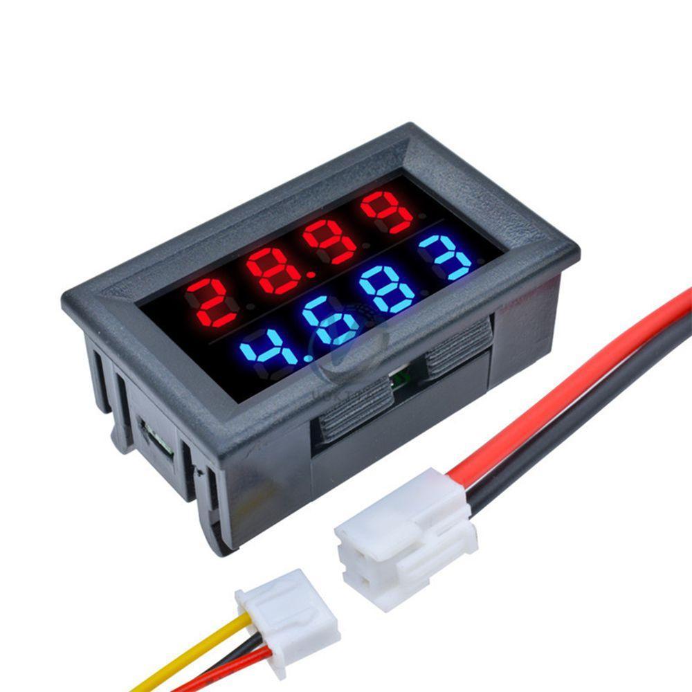 Picture of DC 100V 10A - Voltage Current Meter Tester - Dual LED Display Panel with Connect Wires