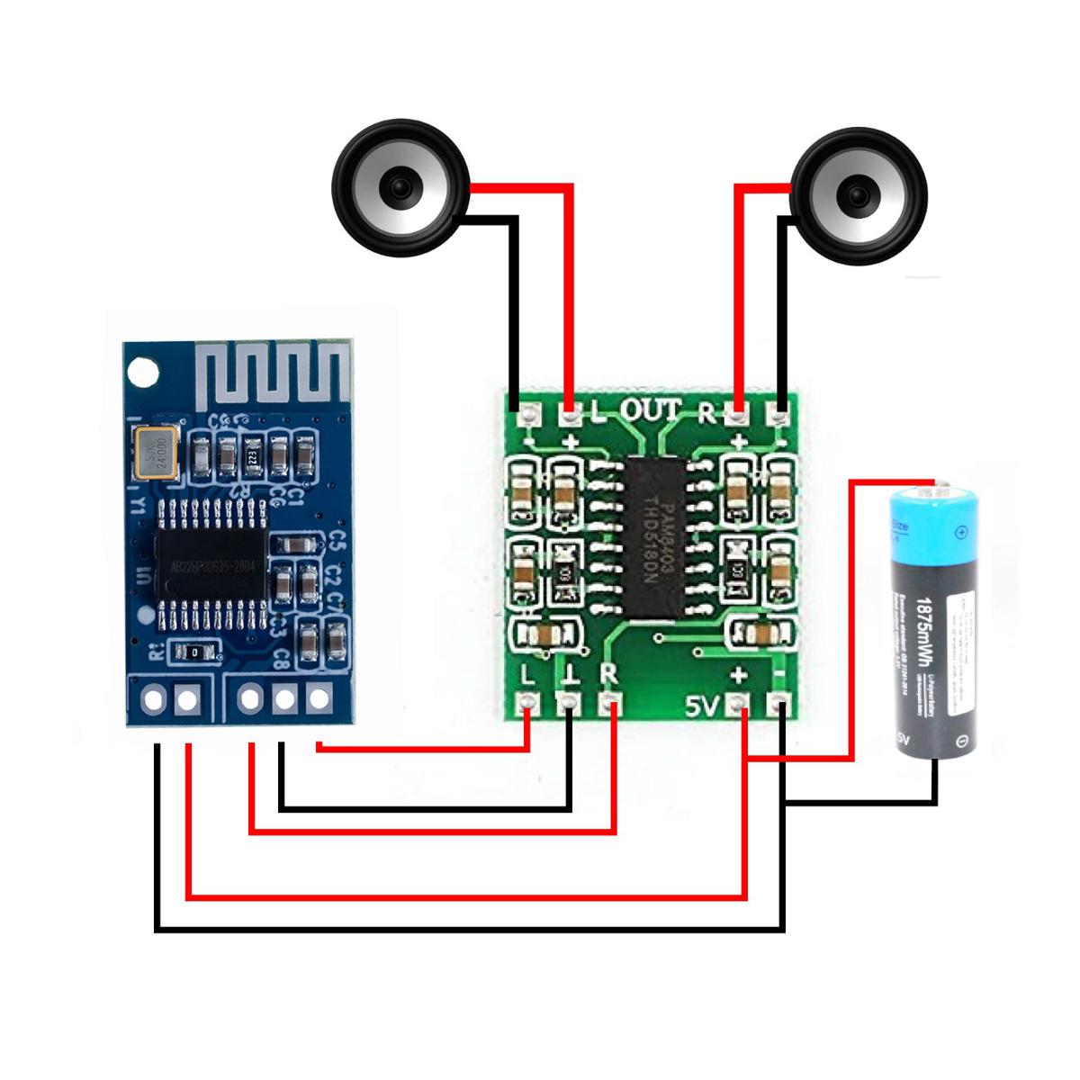 Picture of 5v Bluetooth Stereo audio receiver and Mini Digital Power Amplifier Drive Board 3W +3W circuit Board