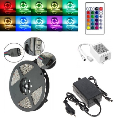 Picture of 16 Color 5M RGB 5050 LED Strip light 300 SMD 24 Key Remote