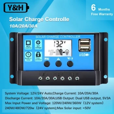 Picture of Smart Solar Charge Controller 12V 24V 10A Automatic Solar Battery Panel Controller Universal USB 5V Charging LCD Display